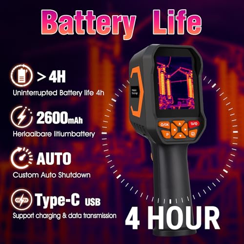 Image of BTMETER Thermal Camera - Infrared Temperature Imager 200,000 Pixels with 256 x 192 IR Resolution 25Hz, 8G Image Storage Measure Temp -4F~1022F, 56 FOV Thermal Imaging Camera Gun for HVAC