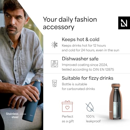 Image of LARS NYSOM Stainless Steel Insulated Water Bottle 12oz 17oz 25oz 34oz 51oz | Insulated Thermo Flask for Hot and Cold Beverages | Leakproof Drinking Bottle (Blush Rose, 11.9oz)