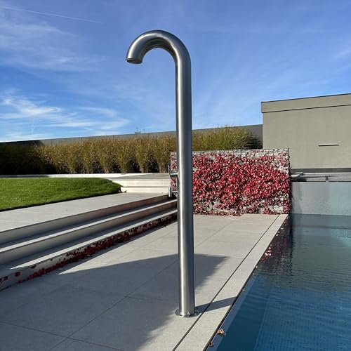 Douche solaire en forme de pipe en acier inoxydable brossé 20 litres Douche de jardin Douche de piscine extérieure