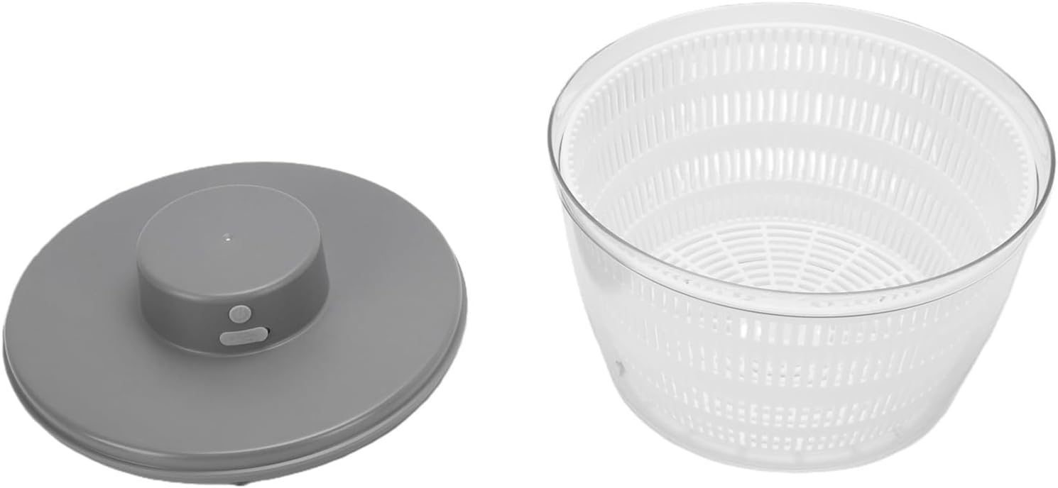 Pssopp Salad Spinner, High Capacity Easy Clean One Hand Press Pump Vegetable Cleaner Dryer For Draining Greens Fruits Vegetables (Grey)