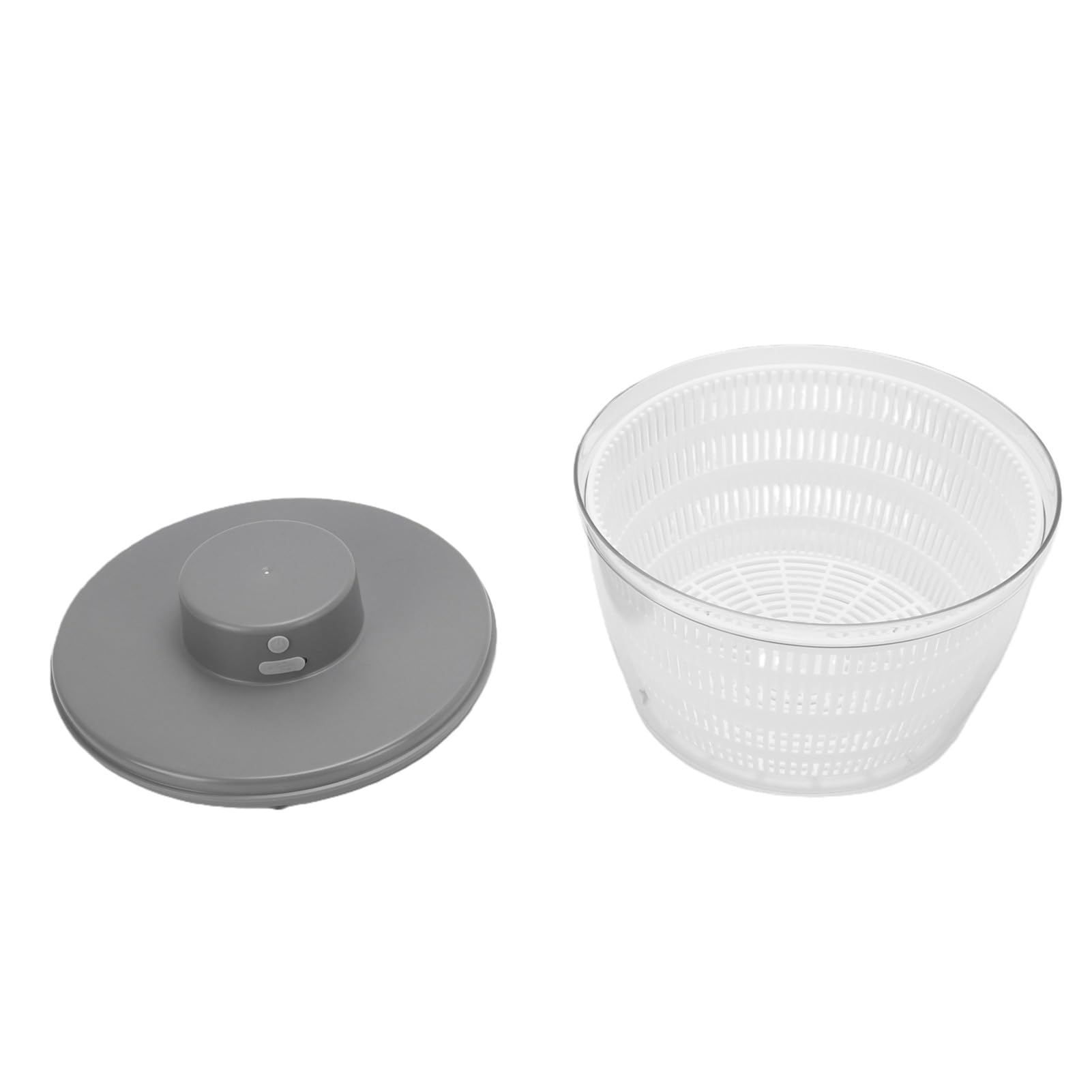 Greensen Ensalada Eléctrica Spinner, ABS PP Recargable Frutas Verduras Lavadora y Secadora, 4L Doble Capa Desmontable Tazón, Carga USB para Cocina Casera Preparación de Ensalada Familiar (GRAY)