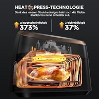 Midea Heißluftfritteuse XXL AirFryer 8.5L, 8-in-1 Heissluftfritteuse mit Sichtfenster, Extra breite Kammern, max 200°C, Fritteuse ohne Öl – Ansicht 6