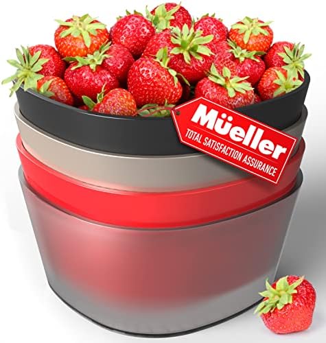 Mueller Plastic Bowls - Set of 4 Salad Bowls - Dishwasher Safe Cereal Bowl for Kids - Shatter-Proof, Versatile, European Made, 6 oz Colorful 4 Pack