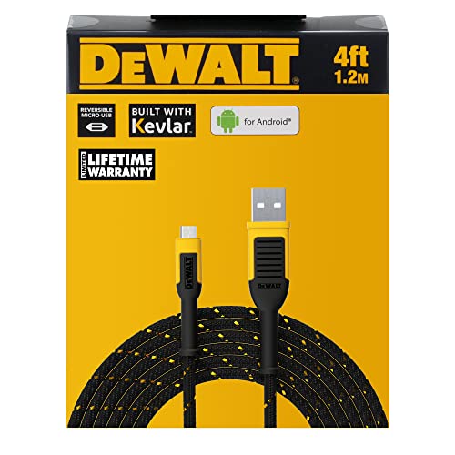 DEWALT Reinforced Braided Cable for Micro-USB, 4 ft.