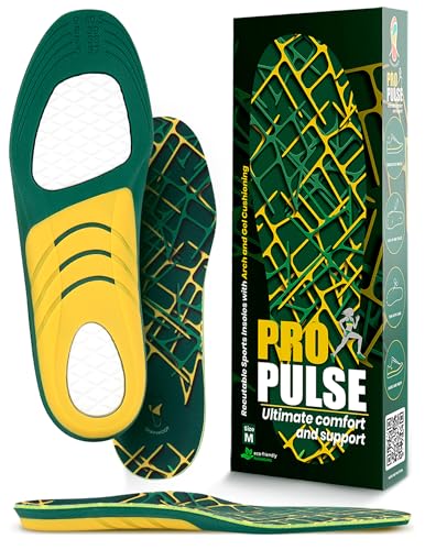 Plantillas Deportivas Hombre y Mujer, Amortiguación y Absorción de Impactos para Alivio del Dolor de Pies Planos, Dolor en el Talón, Pronación, Fascitis Plantar y Más, 42/46.5EU