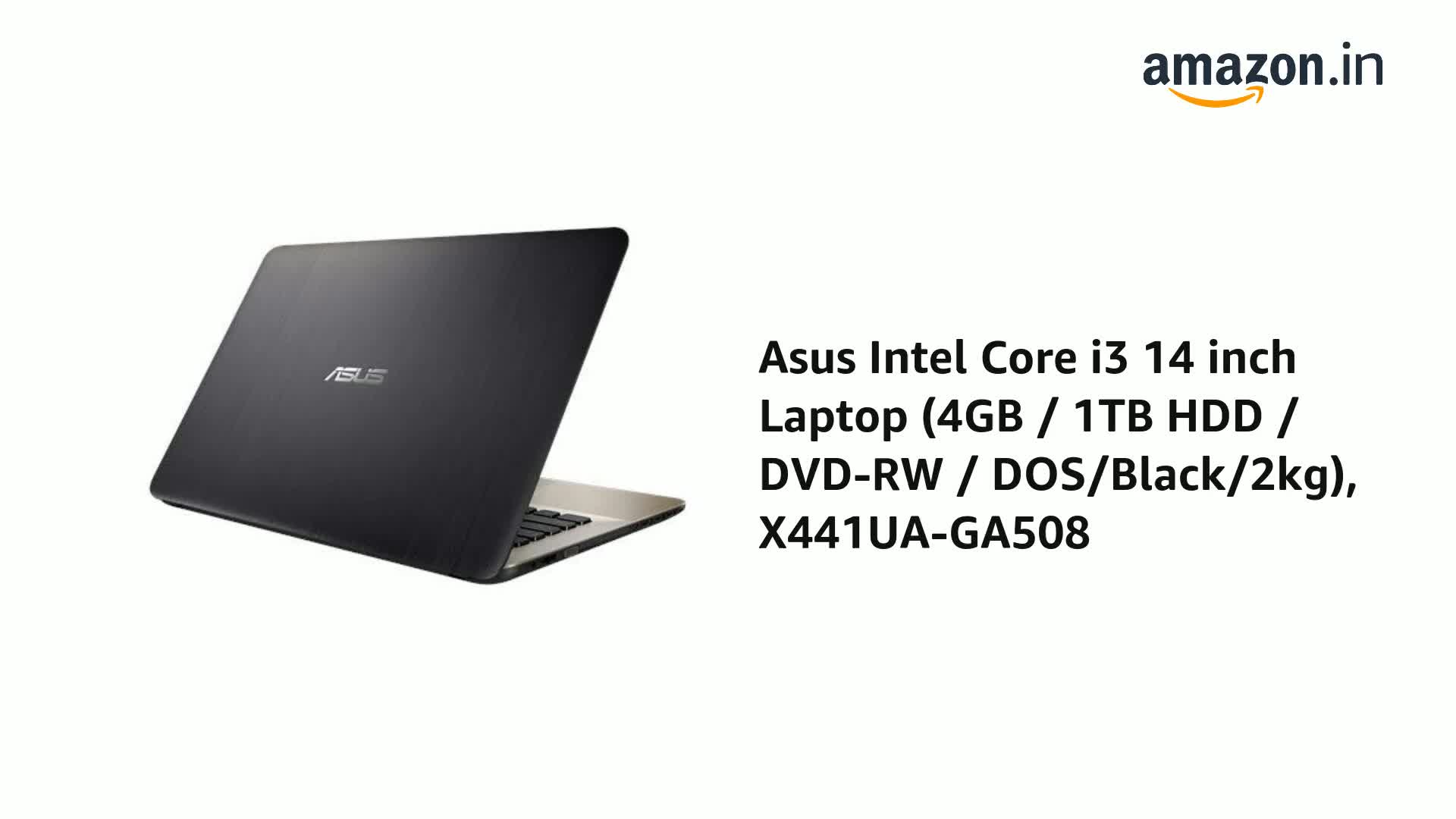 Asus Intel Core i3 14 inch Laptop (4GB / 1TB HDD / DVD-RW / DOS