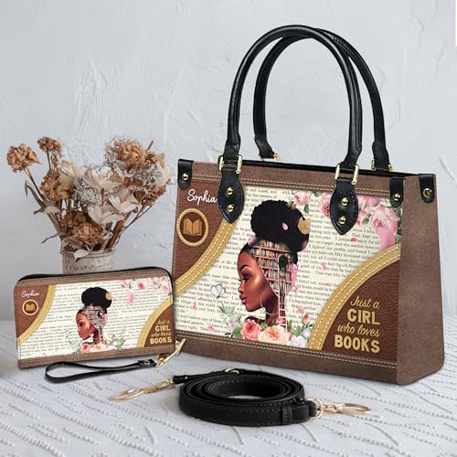 Personalized Leather Handbag For Black African Women – Matching Purse and Wallet Set – Gift for Melanin Woman2