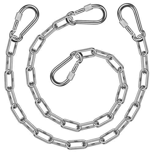 SELEWARE 2-Pack Stainless Steel Swing Chains with Carabiners – 29" Hammock Chain Extension Kit, 1000LB Capacity for Hanging Chairs, Swingsets, Hammock Stands, and Punching Bags