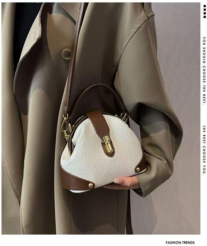 Crossbody Bag Korean Style Fashion Retro Handbag Single Shoulder Pebbled Round Bag For Women - Image 2