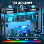 94.5'' Gaming Desk with Pegboard & Shelves, Large L Shaped Computer Desk with Drawers & Power Outlet & LED & Monitor Stand & Mobile CPU Stand, Corner Deck for Home Office Black - Image 4