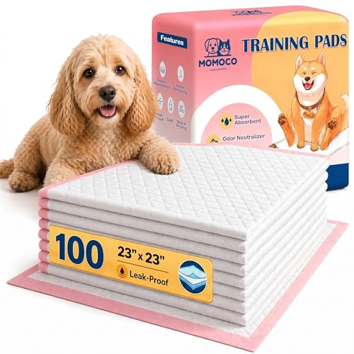 MoMoCo 23x23 Pink Puppy Pads 100ct 6-Layer Dog Pee Pads for Small Dogs
