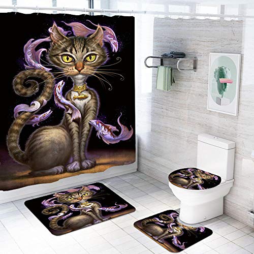 ZDDWLDL Wasserdichtes Duschvorhangset mit Badematten-Set rutschfest, Schimmelig, Antibakteriell und Wasserdicht, für…