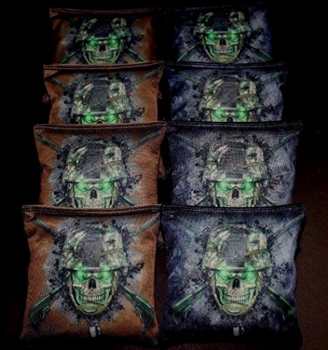 BackYardGamesUSA Army Skeleton Military Cross Rifles CAMO ACA Regulation Cornhole Bean Bags B301