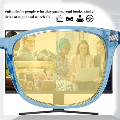 Image of Polarized Sunglasses for Women Men Night Vision Glasses Anti Glare | Yellow Anti Glare UV400 Lens, Lightweight Square Frame, for Day Night Use, Driving, Fishing, Cycling, Traveling