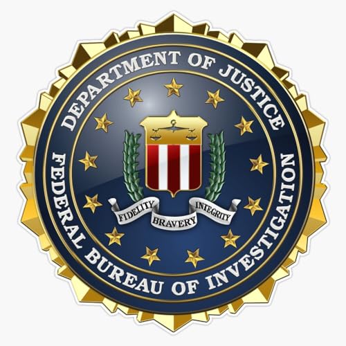 LAD Studio Federal Bureau of Investigation - FBI Emblem 3D on Blue Velvet Window Bumper Sticker Decal 5""