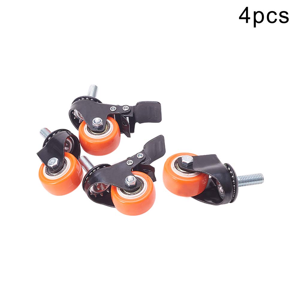 MroMax 1.5 Inch Stem Casters, Each Capacity 110Lbs Heavy Duty Swivel PU Caster with M10 x 25mm Threaded Stem for Shopping Carts, Trolley and Workbench(2Pcs with Brake and 2Pcs Without Brake)
