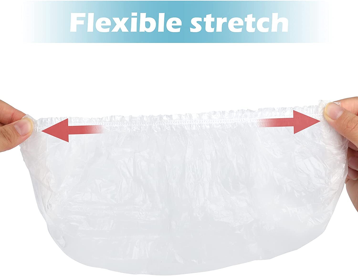 G2PLUS Disposable Shower Caps Individually Wrapped, 44CM Plastic Hair Caps - Image 3
