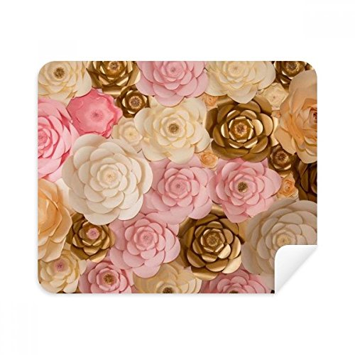 Chiffon de nettoyage pour écran et lunettes au bureau avec motif fleurs marron et rose