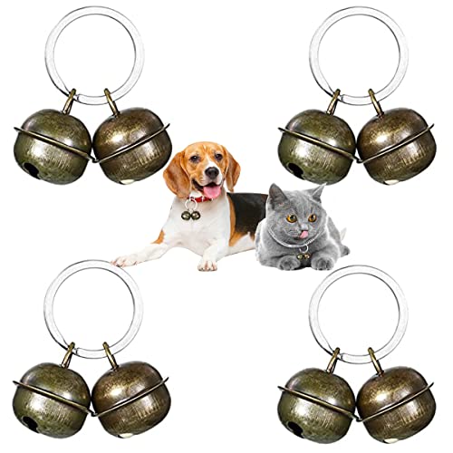 Leikedun 4 Set Loud Dog Cat Collar Bells Metal Pet Bells for Collars Pet Tracker Bells Pets Collar Charm Pendant Bells Vintage Small Bell for Pets Pendant Key Rings