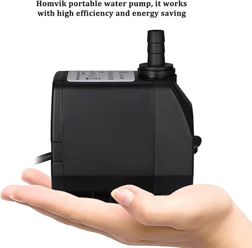 Miniatura 8 de Homvik Bomba de agua sumergible de 2500 LH 45 W para fuente de acuario, estanque, jardín y bomba de agua, sistema hidropónico con 2 boquillas