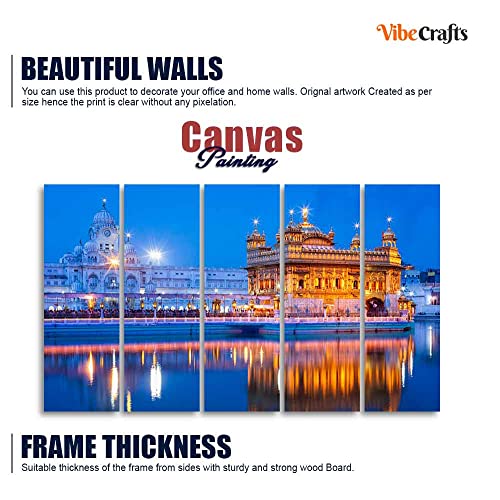 Image of VIBECRAFTS Gurdwara Sri Harmandir Sahib Golden Temple Five Pieces Wall Painting For Home|Office|Living Room|Gift (PTVC5Pcs4 8578)