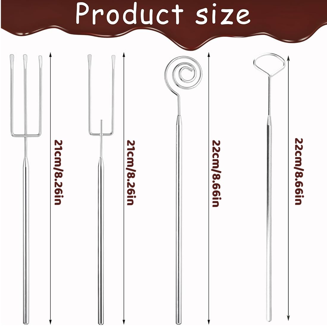 NHQZ Set Forchette per Cioccolato, 4 Pezzi, Posate in Acciaio Inossidabile per Praline Fai da Te, Forchetta a Spirale e Forchette per Immersione e Posizionamento, Facile da Pulire