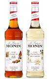 MONIN - Assortimento Sciroppo di Caramello Salato e Cioccolato Bianco per Caffè, Cappuccino, Latte e Cioccolato Caldo - Aromi Naturali - 2 x 70 cl