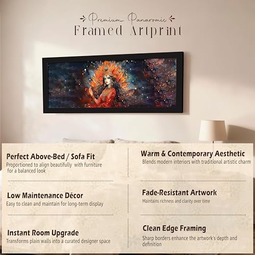Image of PAINTINGMANTRA Indian Goddess Vastu Wall Art Framed Luxury Paintings for Home Decoration, Living room, Bedroom and Office Decoration (99x38 CM)