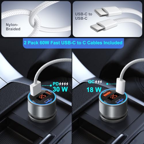 65W Multi Port Car Charger USB C Fast Charge for iPhone 17/16/15/14 Pro Max - image 4