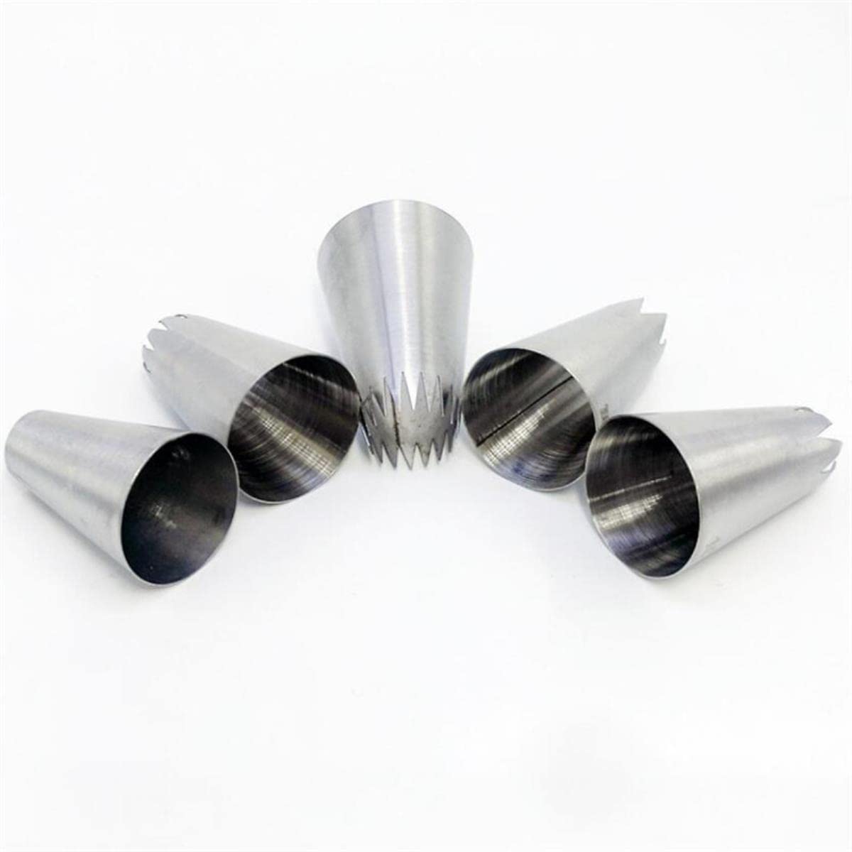 Boquillas para bizcochos 5 unids/set de puntas de decoración de crema de pastel de metal grande, herramientas de pastelería, boquilla for manga pastelera de acero inoxidable, Head-5PCS for magdalenas