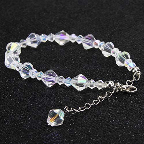 YSINFOD Bunte Würfel Transparente Kristalle Armband Stilvolle Frauen Kristall Armreif Perlen Armband Elegante Mädchen Hand Kette Schmuck (Rhombus)
