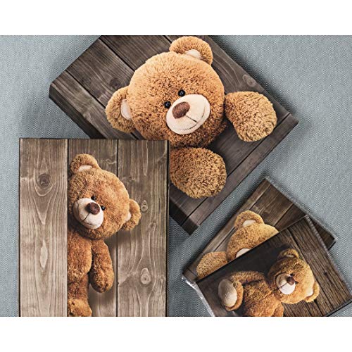 Hama Kinder-Fotoalbum (Einsteckalbum zum Einstecken von 200 Fotos im Format 10x15, Fotobuch mit 100 schwarzen Seiten, Babyalbum mit Teddy-Bär Motiv) braun