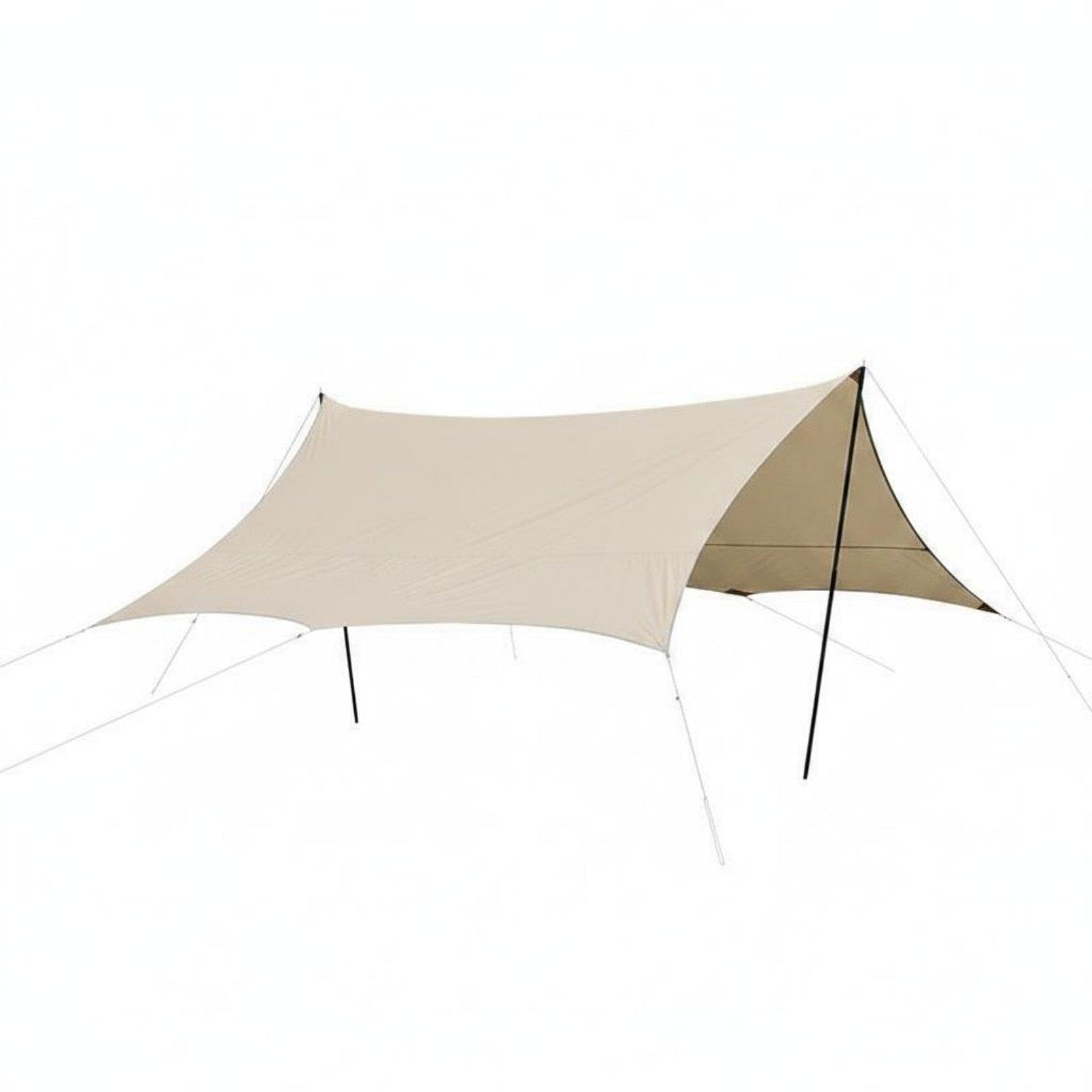 Camping Tarp Shelter Sun Protection Rainproof Shade Awning Waterproof Portable Canopy Tent for Picnic, Beach, Backyard 4.2x5.2m Gold Octagon Black-image-41