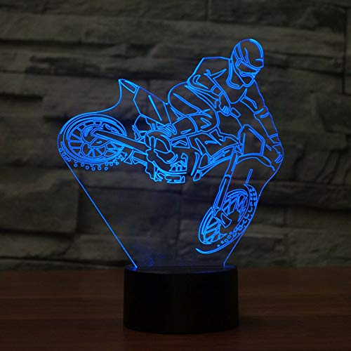 Lámpara de mesa ilusión 3D motocross con 7 colores miniatura 5