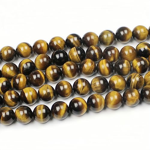 Miniatura 4 de Mjdcb 6mm 60 Piezas Cuentas De Piedra Ojo De Tigre Amarillo Redondas Sueltas Piedras Semipreciosas Naturales Para Hacer Joyas Pulseras Collares