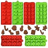 Actvty Christmas Chocolate Molds, Silicone Candy Molds, 6 Packs Santa Clause Snowman Gingerbread Man Shape Xmas Theme Baking Molds for Chocolate, Candy, Gummy, Jello, Wax Melts, Party Decor
