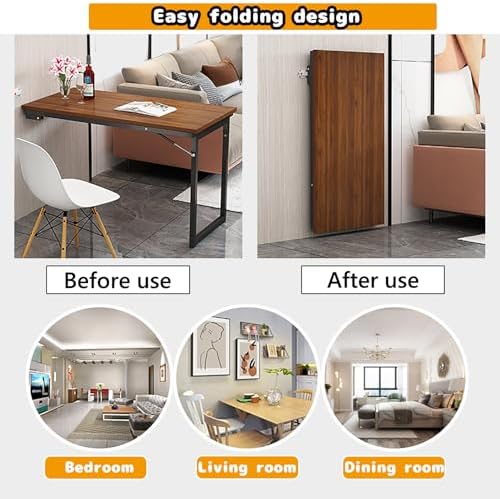 Wall Mounted Kitchen Table - Folding Workbench with Drop Leaf Design - Space-Saving Wall Mount Desk for Dining Room and Bedroom