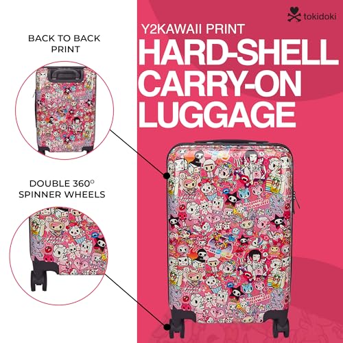 Tokidoki - Preppy Suitcase Carry-On 22 Inch Luggage – Double Spinner Wheels with 360 Degree Rotation – Cute Pink Suitcase for Girls2