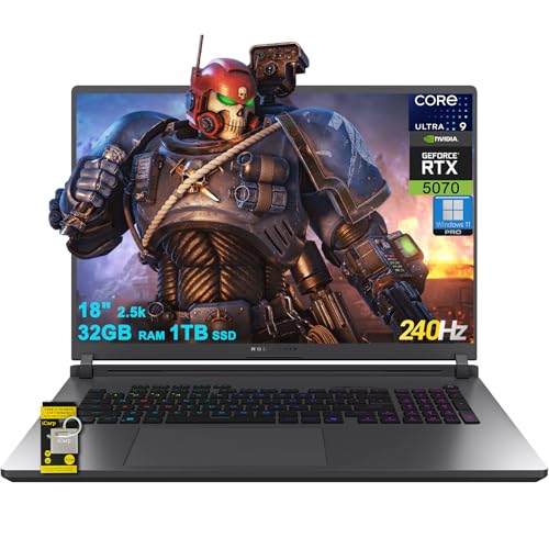 ASUS ROG Strix G18 G815 Gaming AI Laptop 18' 2560x1600 240Hz (100% DCI-P3) Intel 24-core Ultra 9 275HX 32GB RAM 1TB SSD GeForce RTX 5070 (Up to 798 AI Tops) RGB Backlit Win11Pro ICP Hub/Copilot AI