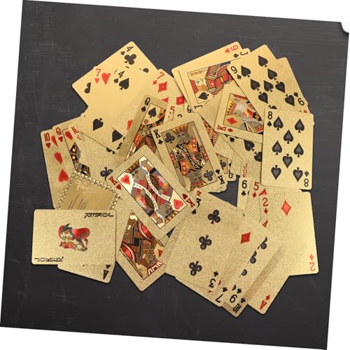 Hohopeti Goldfolie Pokerkarten Wasserdichtes Plastikspiel Glatte Oberfläche Tragbar für Familienparty Festival Dekoration Vielseitiges Kartenspiel Langlebig und Handlich – Bild 6