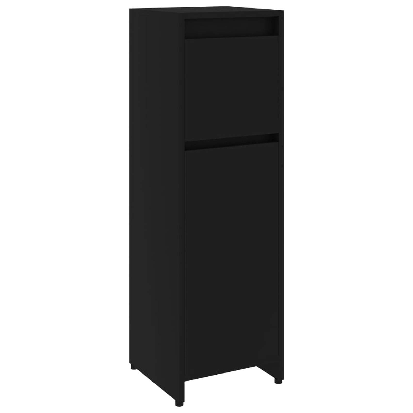 Homgoday Armario baño,Armario de baño Madera estanteria baño con 1 cajones y 2 Compartimentos contrachapada Mueble baño Estrecho Negro 30x30x95 cm