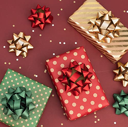 Ruspepa RGBT-HLJ-15P Paper Gift Bow Assortment - Red, Green And Gold Pattern For Birthday, Christmas thumb #6