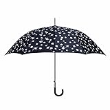 Paraguas Largo que Cambia de Color con la Lluvia – Manual – Diseño Estrellas – Antiviento y Resistente al Agua – Mango Curvo – 100 cm – Negro