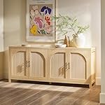 Walker Edison Sasha 70" Reeded Sideboard, Credenza with Doors for Kitchen, Dining Room, Media and Game Storage, Buffet Cabinet with Cord Management, 16" D X 30" H, Coastal Oak - Image 2