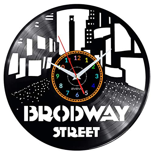 Horloge Rétro Broadway Street - Édition Fait Main en Vinyle W0281