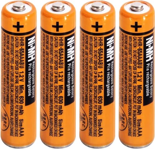 Lot de 4 piles rechargeables AAA 1,2 V 550 mAh Ni-MH pour téléphones sans fil Panasonic BT Gigaset