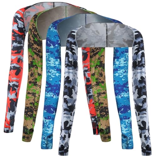 Mangas para cubrir brazos para mujer Jorzer de poliéster con camuflaje para ciclismo (4 u)