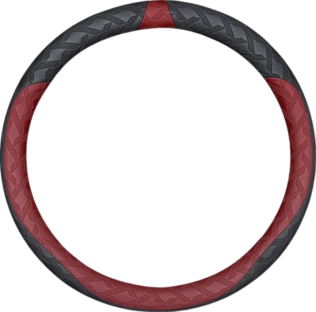 RYE for Kia Steering Wheel Cover, Leather Car Steering Wheel Cover Heavy-Duty Durable Breathable, for K5 Telluride Soul Forte Optima Sportage Accessories - Black & Grey