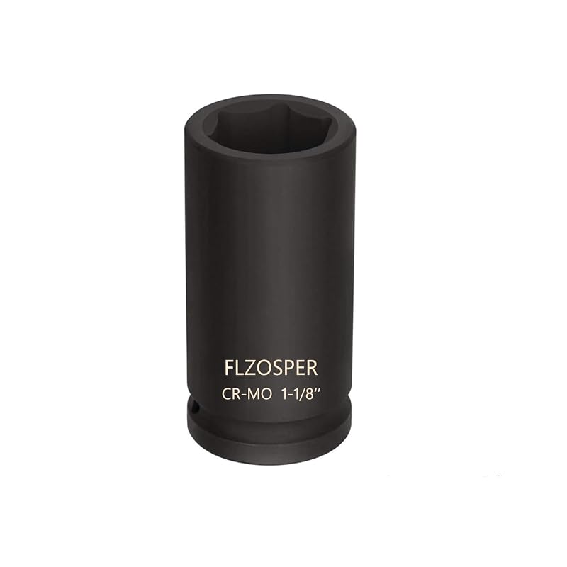 Soquete de impacto profundo FLZOSPER, acionamento de 19,05 mm (3/4 pol.), 6 pontos, abertura de 28,6 mm (1-1/8 pol.), aço 42CR-MO