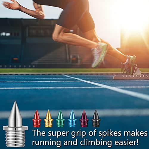 Ripeng 140 Pieces 1/4 Inch Carbon Steel Track Spikes, 7 Colors Light Weight Spikes Track Shoes for Field Sprinting Cross Country, 0.47 Grams
